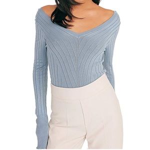 Blue ribbed sweater